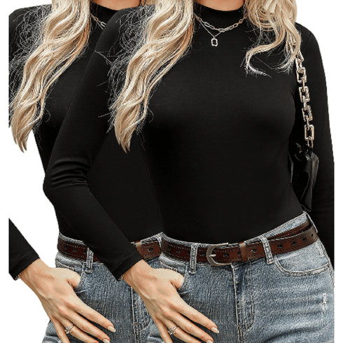 2er-Pack langärmlige Rollkragenoberteile für Damen | Slim Fit Thermal Base Layer
