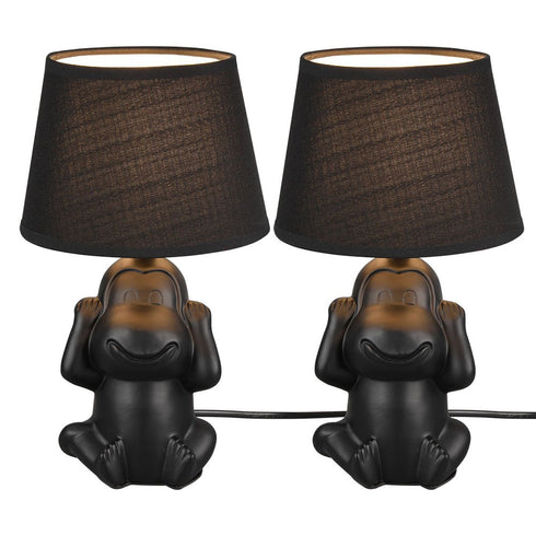 Keramik Tischlampen-Set | Nachttischlampen mit Stoffschirm