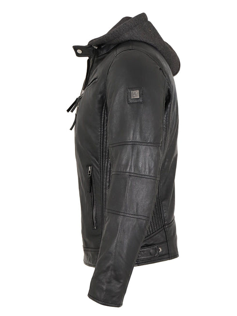 Helgarnox Herren Lederjacke mit Kapuze – echtes Lammleder