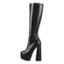 Serafina Damen Stretch-Stiefel mit Blockabsatz und Reißverschluss