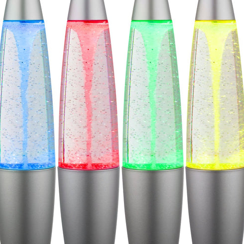 Glitzer LED Tischlampe | Farbwechsel, silber-grau, dekoratives Kinderzimmerlicht