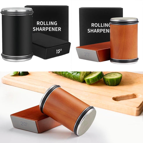 Hirotaki – Magnetischer Roll-Messerschärfer mit Winkelhilfe (15°–20°) & Schleifstein aus Stahl