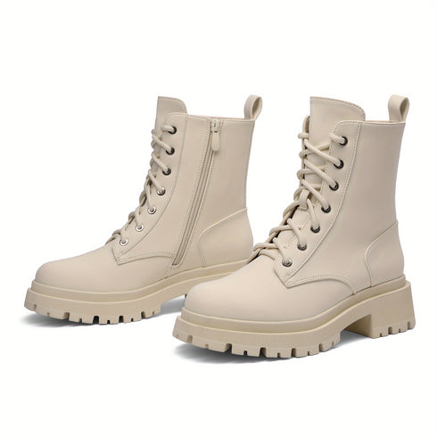 DAMEN-KAMPFSTIEFEL MIT MITTLERER SCHAFTHÖHE UND PLATEAUABSATZ