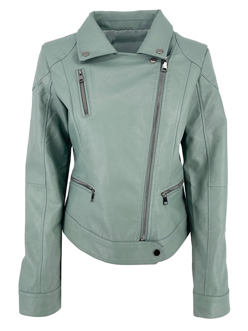 KURZE DAMEN-BIKERJACKE | MIT TASCHEN SEITENREISSVERSCHLÜSSEN