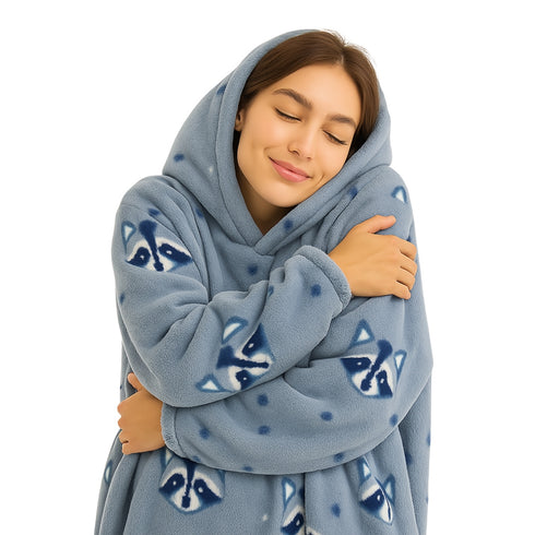 Übergroßer Plüsch-Hoodie-Bademantel | Ultraweicher Deckenmantel mit Kapuze