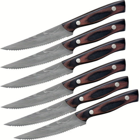 Sora 6‑teiliges Steakmesser‑Set Edelstahl mit gezackter Klinge | Shiraki