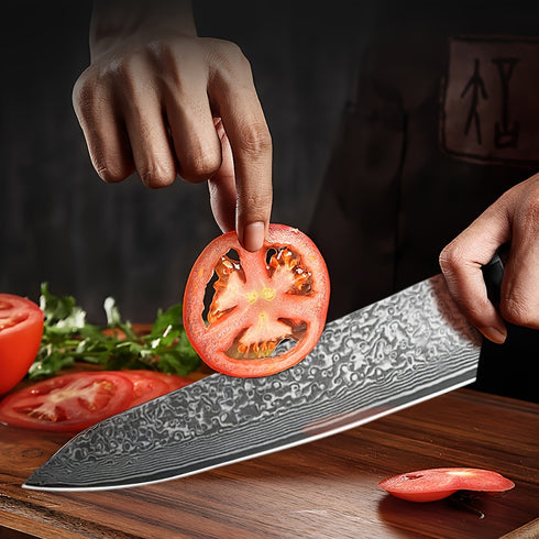 Shinju 2‑teiliges Damastmesser‑Set | Kochmesser & Fleischmesser | Pakkaholzgriff | Shiraki