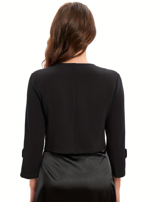 Damenjacke mit Schleifenärmeln & Offene Vorderseite | Eleganter Dreiviertelärmel