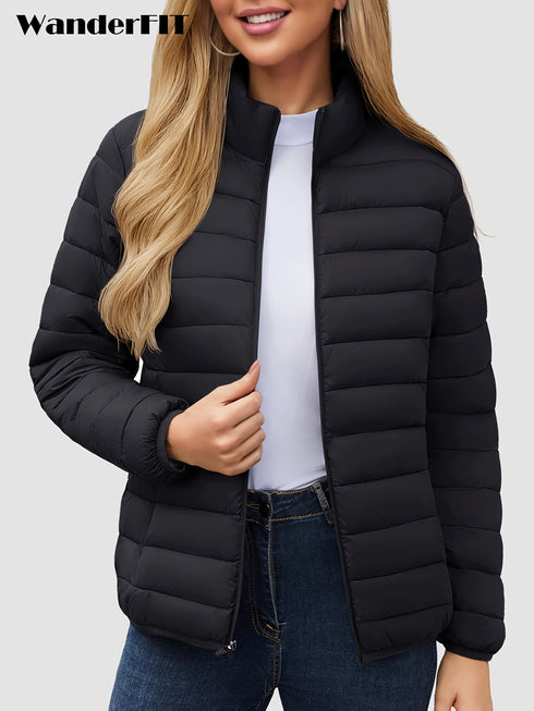 Trendige Damen Pufferjacke – Leichtes Design, gestepptes Muster und Vier praktische Taschen