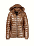 Damenjacke Glanz – kurze Kapuzenjacke in Braun