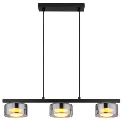 LED-Pendelleuchte in Schwarz mit Rauchglas 3-flammig | Esbjerg