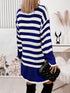 Gestreiftes Rollkragen-Kleid für Damen | Warme Strickmode für Winter
