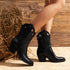 DAMEN COWBOY-STIEFEL - BESTICKTE ANKLE-BOOTS MIT BLOCKABSATZ