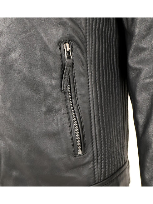 Helgarnox Herren Lederjacke mit Kapuze – echtes Lammleder