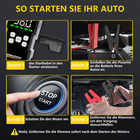 Shōgeni 4-in-1 Jumpstarter – 6000A Starthilfe mit Powerbank, Kompressor & LED-Notlicht