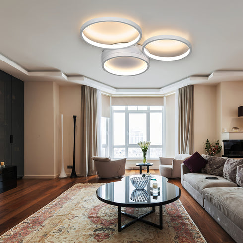 3-Ring LED Deckenleuchte 22 W Schwarz | Warmweiß für Kinderzimmer & Schlafzimmer