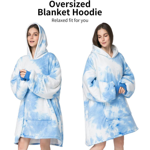 Ultra-soft Sherpa Hoodie-Decke mit Ärmeln & Tasche