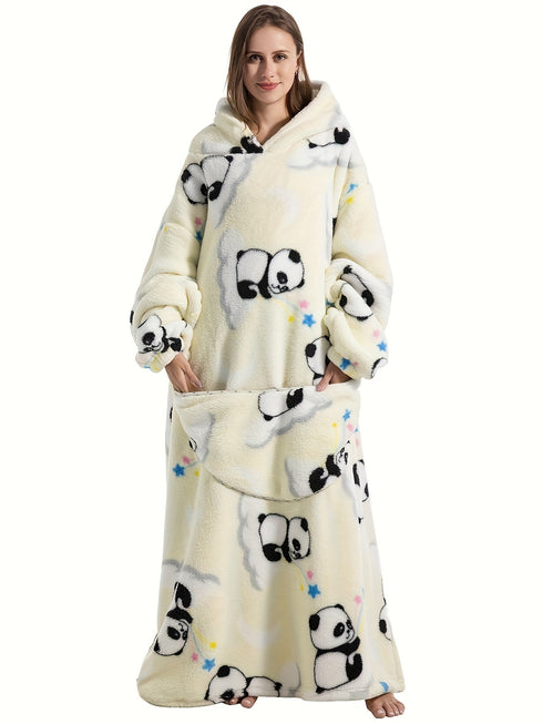 Langer Kapuzenpullover für Damen mit Kapuze und Fleece