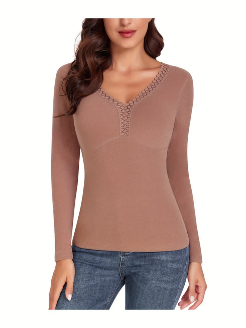 Thermo-Langarmhemd für Damen | Slim Fit Unterhemd Winter-Basisschicht