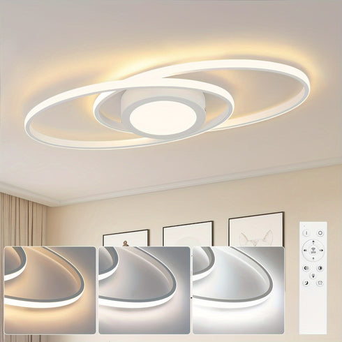 LumiGlow 48W LED-Deckenlicht mit Fernbedienung - Schwarz, dimmbar für Wohnzimmer, Schlafzimmer, Küche und Balkon