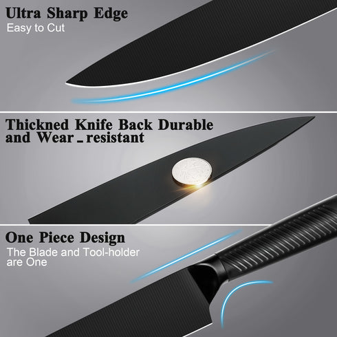 Kage 15-teiliges Edelstahl-Messerset mit Kohlenstoffanteil | Holzblock | Shiraki