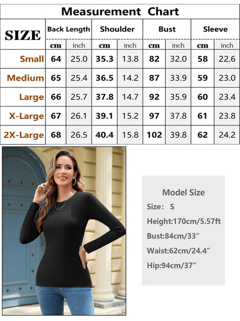 2er-Pack Damen Langarmshirts | Thermo-Unterhemden mit Rundhalsausschnitt