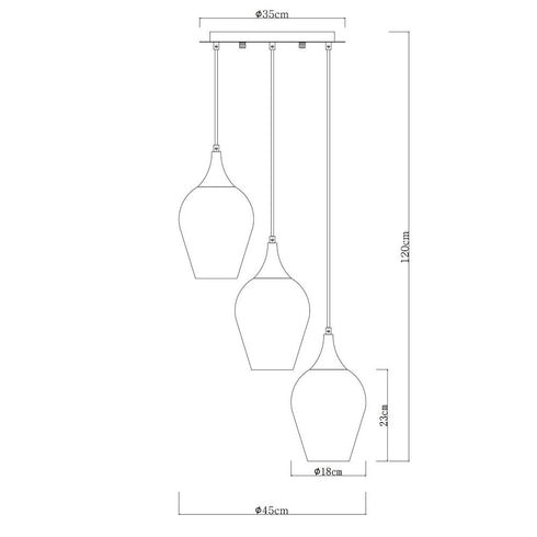 VelaLum Modern chandelier glass 5-burner E27 ceiling light