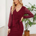 Spitzen-Bodycon WinterKleid mit V-Ausschnitt & langen Ärmeln