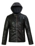 Raukor Herren Lederjacke mit Kapuze – matt schwarz Motorradstyle
