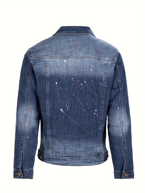 Helmaric Vintage Distressed Jeansjacke - Weiß gewaschener und ausgefranster Saum