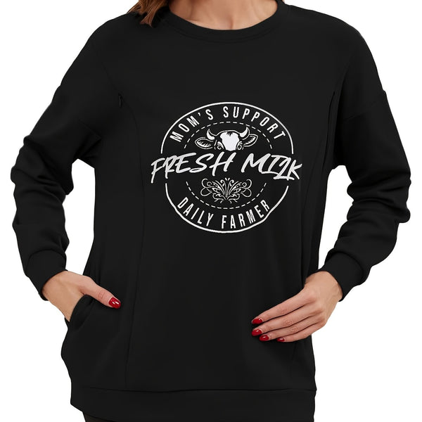 Umstands- & Still-Sweatshirt Oversized mit verdecktem Reißverschluss