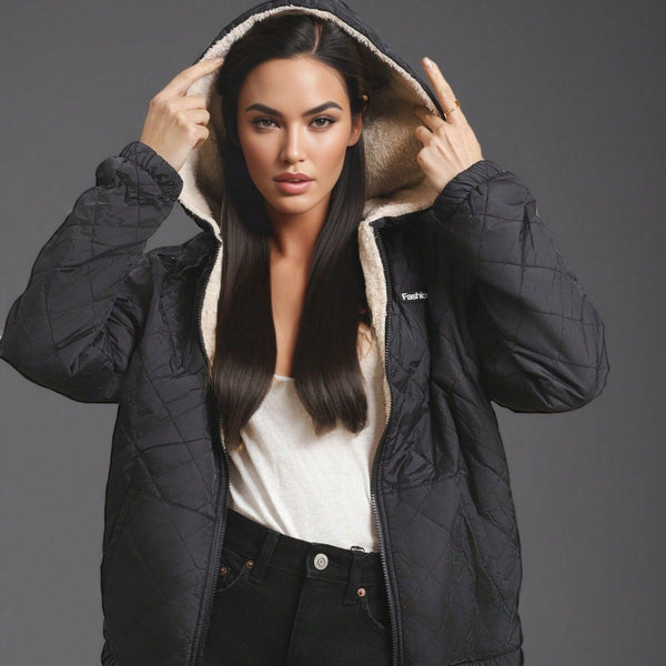 Damen Winterjacke mit Kapuze | warm, bequem & stilvoll im Stepp-Design