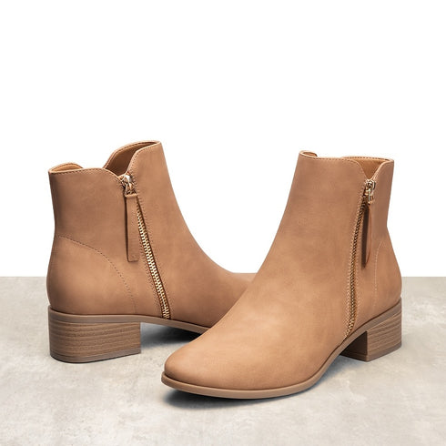 STILVOLLE DAMEN-STIEFELETTEN MIT BLOCKABSATZ I PERFEKT FÜR WINTER- UND HERBSTMODE