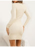 Geripptes Strick-Bodycon Mini Kleid Damen | Langarm & Crew-Neck