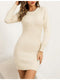 Geripptes Strick-Bodycon Mini Kleid Damen | Langarm & Crew-Neck