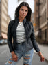 Damen Bikerjacke mit Stehkragen