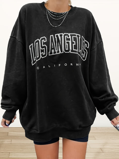 Vintage Los Angeles Grafik Sweatshirt | Übergroßer Damen Pullover