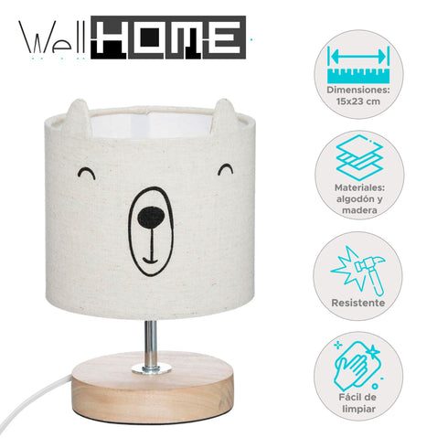 Baby-Tischlampe Baumwolle und Holz | sanftes Nachtlicht für Babyzimmer