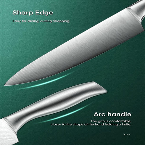 Küchenmesser-Set 16 Stück | Edelstahl Holzblock & Messerschärfer | schwarze Griffe