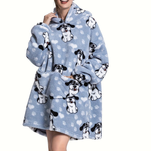 Kuscheldecke mit Ärmeln & Kapuze | Übergroßer tragbarer Deckenhoodie für Damen