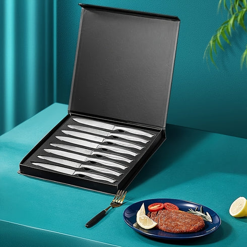 Steakmesser Set 8 Stück | Edelstahl 4,5 Zoll serriert | Profi Dinner Messer