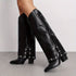 DAMEN ELEGANTE HAIFISCH-STIL FALTBARE STIEFEL