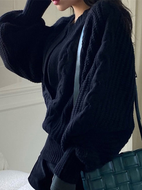 Übergrößen Damenpullover – V-Ausschnitt Strickpullover