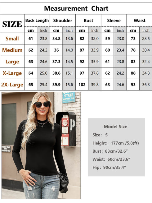 2er-Pack langärmlige Rollkragenoberteile für Damen | Slim Fit Thermal Base Layer