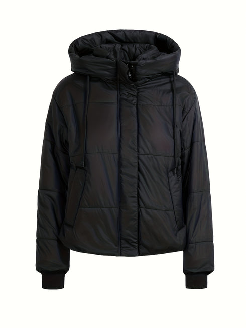 Wintermantel Damen lang – schwarzer Kapuzenmantel