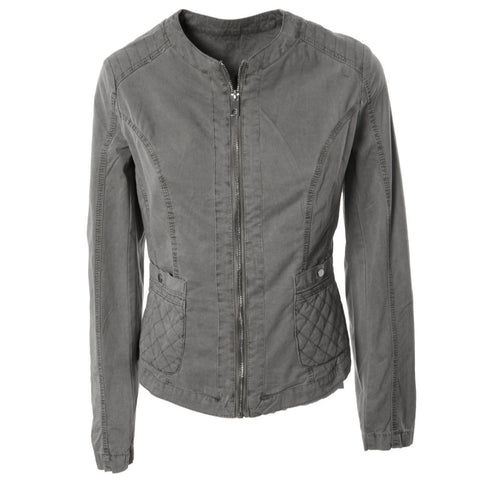 DAMEN KURZJACKE AUS BAUMWOLLE MIT TASCHEN UND REISSVERSCHLUSS