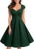 Naoki – Vintage Rockabilly Midi Kleid mit V-Ausschnitt & 3/4 Ärmeln für Cocktail, Hochzeit & Abend