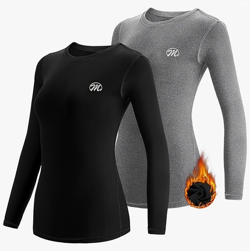 2er-Pack Damen Thermo-Shirt | Funktionelles Unterhemd mit Wärmefaktor