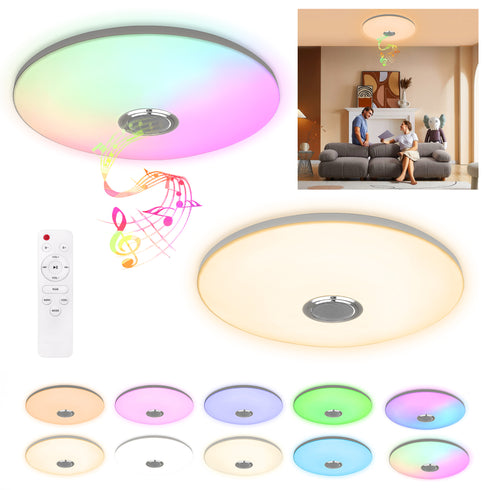 LED Deckenleuchte RGB dimmbar mit Lautsprecher & Fernbedienung