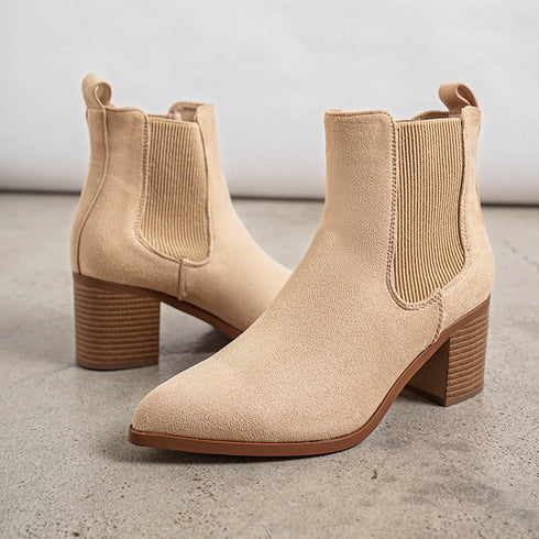 Stiefeletten mit Absatz für Damen | Slip-On-Stiefeletten mit spitzen Zehen